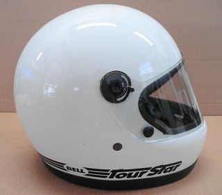 Vintage Bell Tour Star 1980 Motorcycle Helmet 7 1/4 White Cond.  W/box