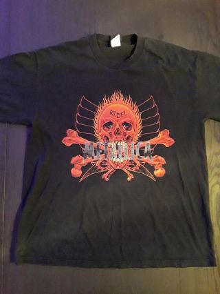 Metallica Vintage T Shirt Pushead Rebel Skulls Logo Rock Band Concert Xl Black