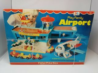 Vintage Fisher Price Little People Play Family Airport 996 With Boxes 1972