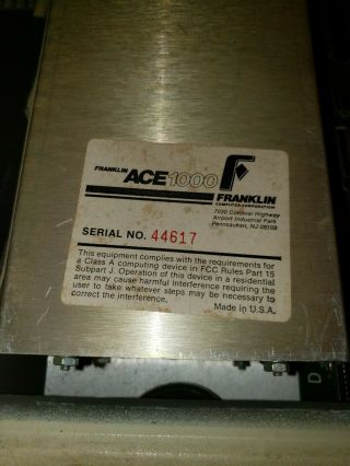 Vintage Franklin Ace 1000 Personal Computer v2.  2 It Did power up Plz Read 5