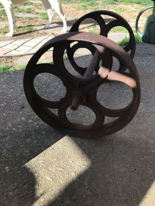 Vintage Factory Cart Wheels & Axel Large Size 3