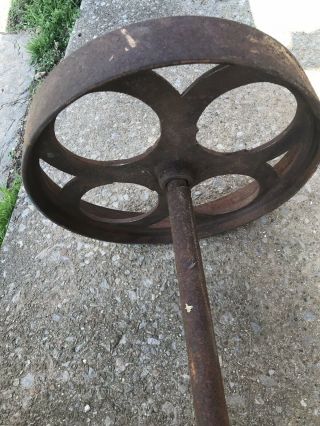 Vintage Factory Cart Wheels & Axel Large Size 4