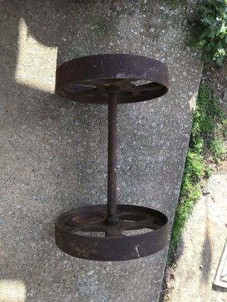 Vintage Factory Cart Wheels & Axel Large Size 5