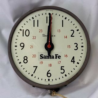 Vintage Santa Fe Railway Station Simplex Wall Clock W/ Start Stop Mechanism Runs