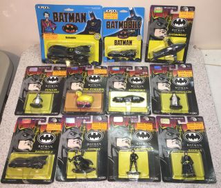Eleven Vintage 1989 1991 Ertl Toys Batman Diecast Batmobiles & Figures Mip Nrfp