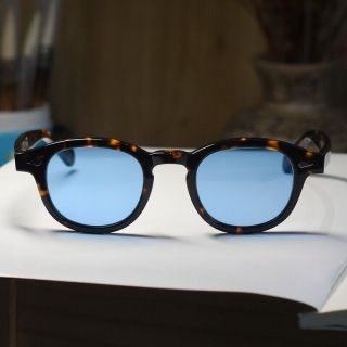 Small Vintage Johnny Depp Sunglasses Mens Tortoise Frame Sky Blue Lenses Unisex