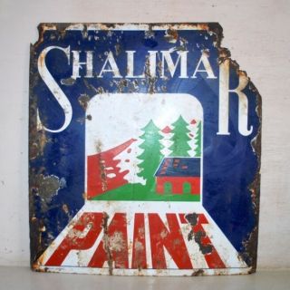 Antique Old Shalimar Paint Rare Ad Porcelain Enamel Sign Board