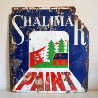 Antique Old Shalimar Paint Rare Ad Porcelain Enamel Sign Board 2