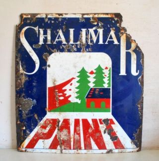 Antique Old Shalimar Paint Rare Ad Porcelain Enamel Sign Board 3