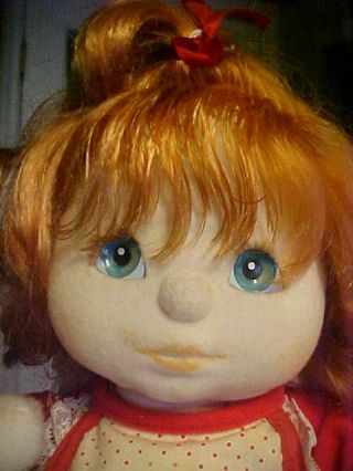 My Child Doll 1985 Mattel Red Hair AQUA EYES red sleeper bib white bear slippers 2