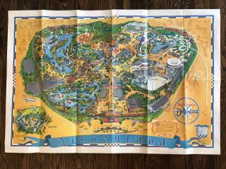 1968 Disneyland Magic Kingdom Pictorial Map Poster Vintage 45 X 30