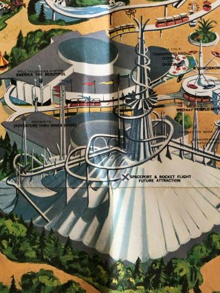 1968 DISNEYLAND Magic Kingdom Pictorial MAP POSTER Vintage 45 x 30 4