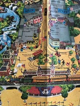 1968 DISNEYLAND Magic Kingdom Pictorial MAP POSTER Vintage 45 x 30 7