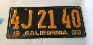 1933 California Pair License Plates Vintage for Hot Rat Street Rod Trog SCTA 2