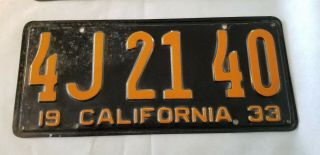 1933 California Pair License Plates Vintage for Hot Rat Street Rod Trog SCTA 3