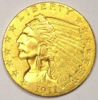 1911 Indian Gold Quarter Eagle $2.  50 Coin - - Rare Coin