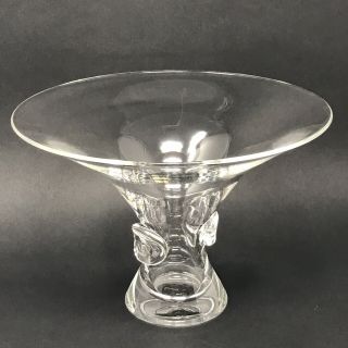 Signed Vintage Steuben Crystal Art Glass 9.  25 " X 7 Large Thumbprint Bouquet Vase