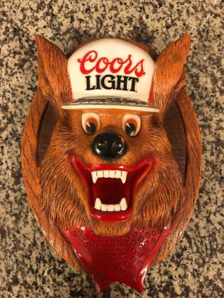 Vintage Coors Light Beer Wolf 3d Wall Sign