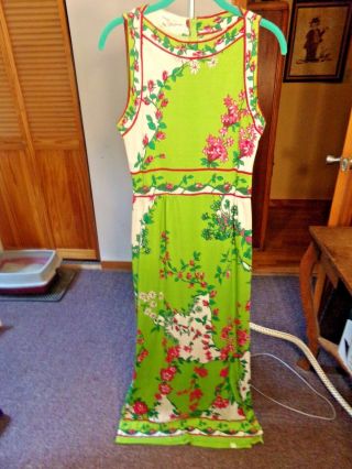 Vtg 1960s Saks Fifth Avenue Multi Color Maxi Dress Floral Dress Sz S