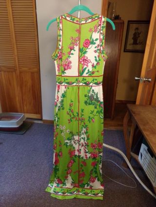 VTG 1960s SAKS FIFTH AVENUE Multi Color Maxi Dress Floral Dress Sz S 2