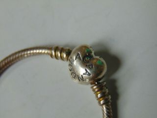 VINTAGE Pandora jewelry charm bracelet with 3 charms ANGLE FLOWERS 5
