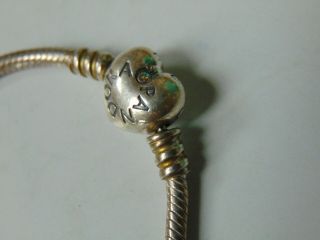 VINTAGE Pandora jewelry charm bracelet with 3 charms ANGLE FLOWERS 6