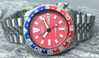Vintage Seiko Diver 6309 - 7290 Red Slim Turtle Automatic Men 