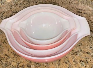 Vintage Pyrex Cinderella Nesting Bowl Set 440 - 18 Pink Gooseberry 5