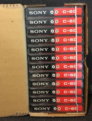 12 Vintage Sony C - 60 A,  B Low Noise Cassette Tape Boxed Japan