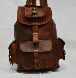 Handmade Vintage Leather Backpack Rucksack Travel Bag For Men 