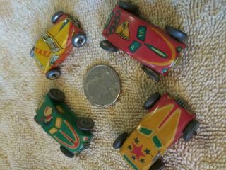 Vintage Rare 1950s Tin Litho Mini Cars Taxi Olympics Star Dog Cartoon Japan