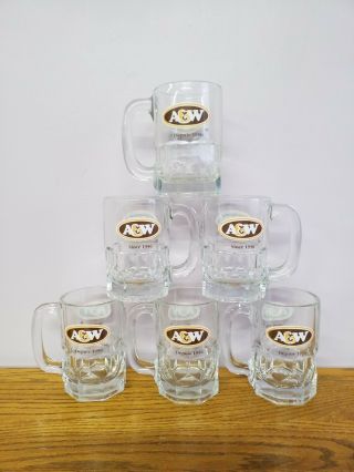 6 Vintage A & W Root Beer Mug Thick Heavy Glass Stein " Since 1956 " Rare
