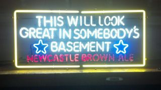 Large Newcastle Beer Neon Light Sign Bar Look Great In Somebody Basement Vintage