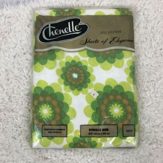 Chenelle Vintage Cotton Sheets Nos Single X 2 Brushed Cotton In Packet Green