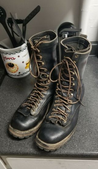 Mens Vtg Whites Black Leather Lace Up Vibram Work/logger Boots Sz 9 1/2 C