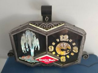 (vtg) 1960s Grain Belt Beer Motion Moving Fountain Color Changing Clock Sign Mn