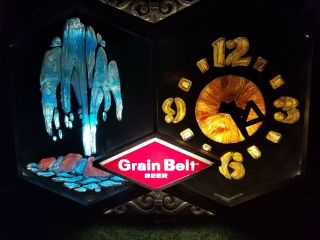 (VTG) 1960s grain belt beer motion moving fountain color changing clock sign mn 2