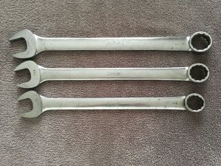 Vintage Snap On Combination Wrench Set Sae 1 - 1/16 ",  1 - 1/8 " & 1 - 1/4 " Usa