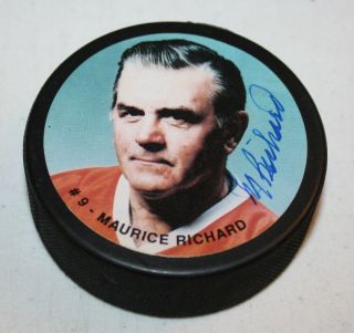 Vintage Montreal Canadiens Maurice Richard Photo Puck Signed Auto Hof
