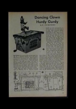 Hurdy - Gurdy Dancing Clown Toy 1951 How - To Build Plans