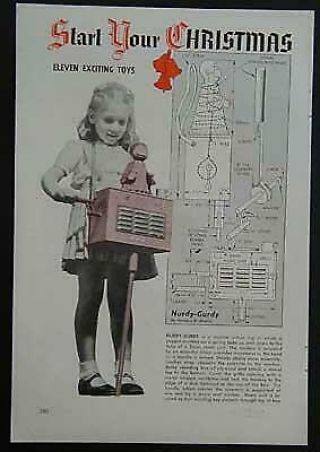 Hurdy - Gurdy Toy 1948 How - To Build Plans Dancing Monkey