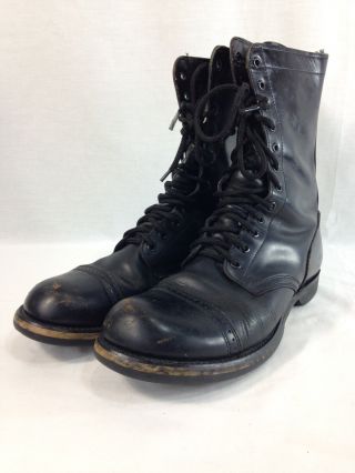 Vtg Double H Hh 975 Combat Military Quality Jump Boots Mens 11.  5 D Black Leather