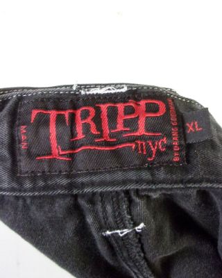 tg 90s Tripp NYC Goth Nu Metal Black Pipes Pants Huge Bell Buckles Straps man XL 4