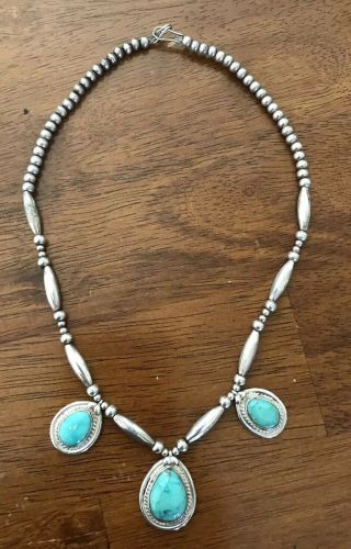 Vintage Sterling Turquoise Necklace By D G Gose