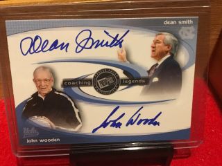 Dean Smith / John Wooden Dual Auto Coaching Legends Rare On Card Ssp Unc Ucla