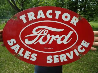 Old Vintage 1959 Ford Tractor Sales - Service Porcelain Dealership Sign