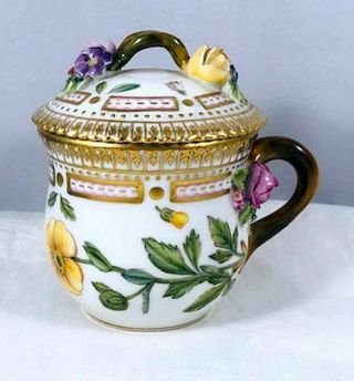 Rare Royal Copenhagen Flora Danica Covered Custard Cup Potentilla 3514 / 3589