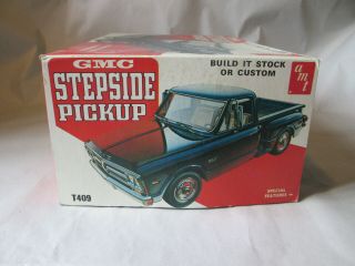 Vintage AMT 1/25 1972 GMC Stepside Pickup Stock/Custom Truck Model Kit T409 USA 4