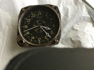 Vintage Waltham Cdia Military Aircraft Clock 15 Jewel Us Navy Dash Clock