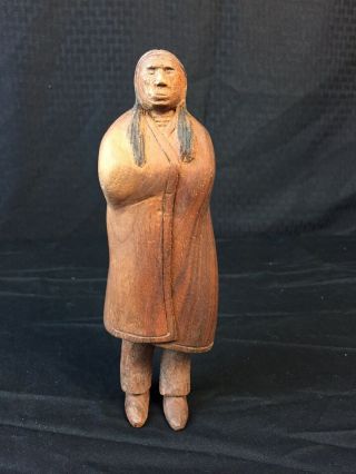 Antique Folk Art Hand Carved 19th Century Native American Figure Outstanding